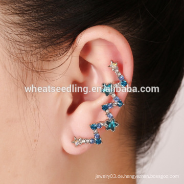 Förderung süße spezielle blaue Rhinestoneband huggie Ohrringe für Frauen